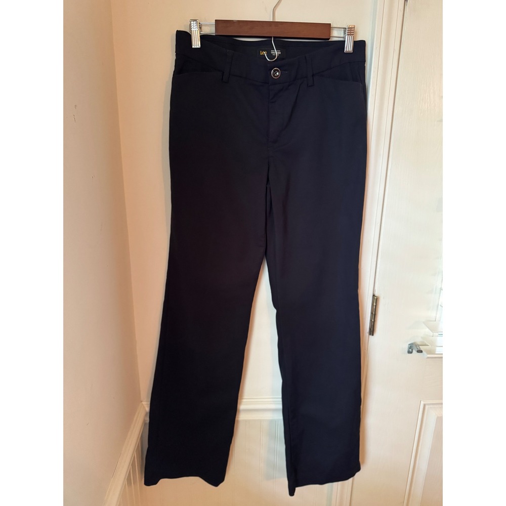 Lee Flex Motion Regular Fit Trouser Mid Rise Black Pants 6 Long 104633201